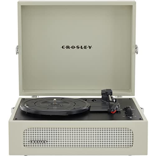 Crosley CR8017A-DU Voyager Vintage Portable Turntable with Bluetooth Receiver and Built-in Speakers Dune