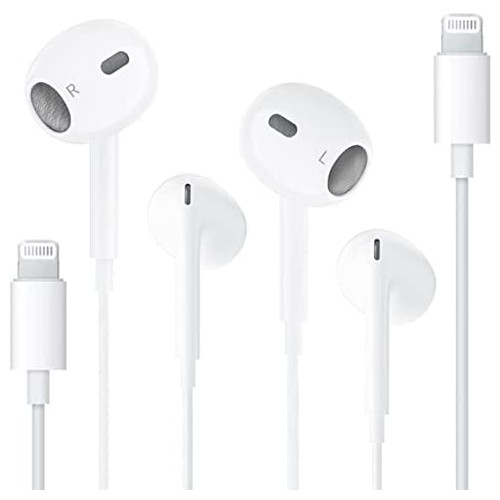 2 Packs Apple Earbuds iPhone Headphone Wired [Apple MFi Certified] Lightning Headset Built-in Microphone & Volume Control for iPhone 13/12/11/SE/XR/XS/X/8/7 Support All iOS System(Upgraded Version)