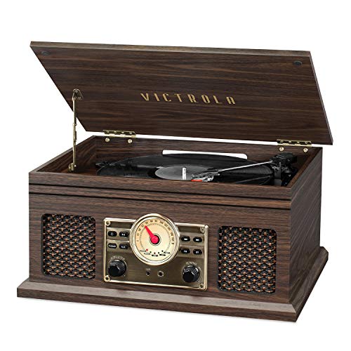 Victrola 4-in-1 Nostalgic Bluetooth Record Player with 3-Speed Record Turntable and FM Radio Espresso