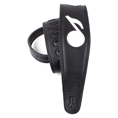 Perriu2019s Leathers Ltd. - Guitar Strap - Leather - The Famous Collection - Lightning Bolt - Black/White - Adjustable - For Acoustic / Bass / Electric Guitars - Made in Canada (BLB-218)