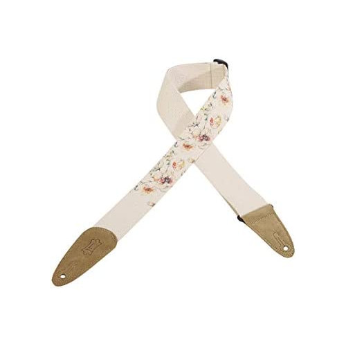 Levys Leathers 2 Cotton Guitar Strap with Decorative Print and Suede Ends. Tri-glide adjustable to 65 (MC8U-006)