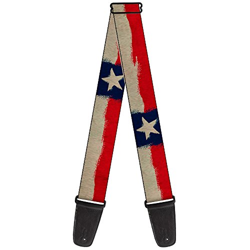 Buckle-Down Guitar Strap Texas Flag Close Up Distressed Painting 2 Inches Wide
