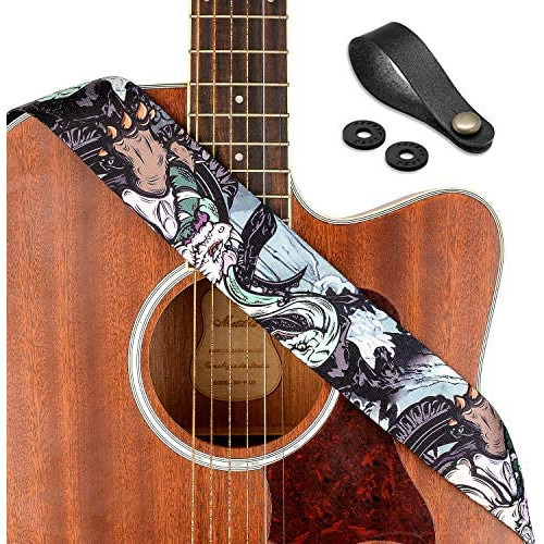 Guitar Strap, Soft Shoulder Strap for Acoustic, Electric and Bass Guitars