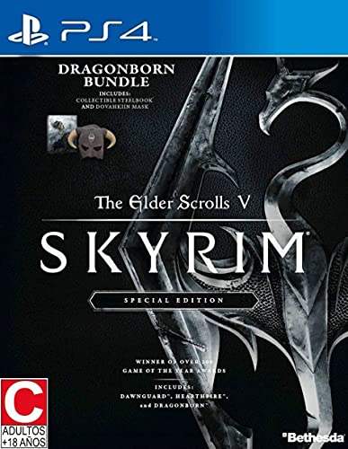 The Elder Scrolls V: Skyrim Special Edition Dragonborn Bundle (PS4) Includes Dovahkiin Mask, Collectible Steelbook Case & Dawnguard, Hearthfire and Dragonborn Add-Ons