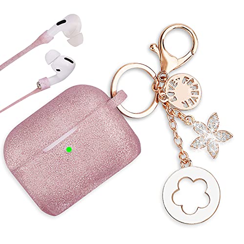 Airpods Pro Case - VIGOSS Airpods Pro Case 2021 Silicone for iPod Pro Case Cover Women Protective Wireless Charging Case with Accessories Keychain/Strap Rose Gold (Rose Gold)