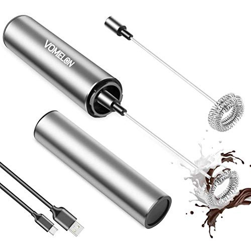 Rechargeable Milk Frother Battery Operated,2-Speed Portable Travel Frother,Electric Milk Foamer Coffee Frother for Latte, Cappuccino, Hot Chocolate Drink Mixer with Double Mini Whisks and USB Cable