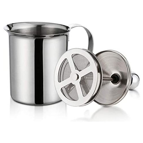304 Stainless Steel Double-layer Manual Foamer for Milk Coffee, etc. (14 oz)