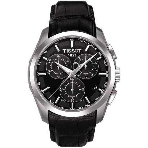 스마트워치 TissotT035.617.16.051.00 Mens Couturier Black Leather Swiss Quartz Watch with Black Dial