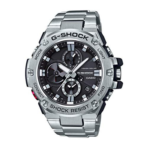 스마트워치 Casio Mens G-Steel by G-Shock Quartz Solar Bluetooth Connected Watch with Stainless-Steel Strap Silver Model GST-B100D-1ACR
