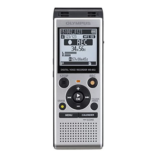OM Digital Solutions Voice Recorder WS-852 with 4GB, Automatic Mic Adjustment, Simple Mode, SILVER (V415121SU000)
