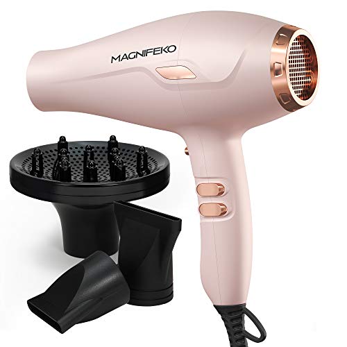 Magnifeko 1875W Professional Hair Dryer with Diffuser and Ionic Conditioning - Powerful, Fast Hairdryer Blow Dryer(Pink)