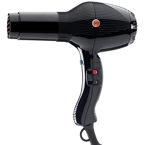 GAMMA+ Professional 5555 Turbo Tourmaline Super Hot Hair Dryer with 2 Concentrator Nozzles Black