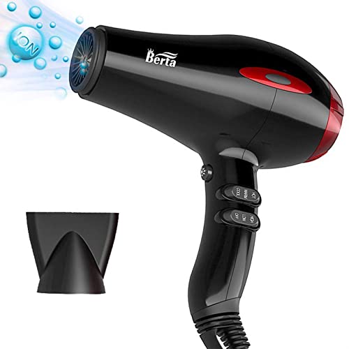 Hair Dryer 1875W Negative ion Quick Drying Low Noise Hair Dryers Professional Blow Dryer with Concentrator 2 Speed and 3 Heating Settings (Black)