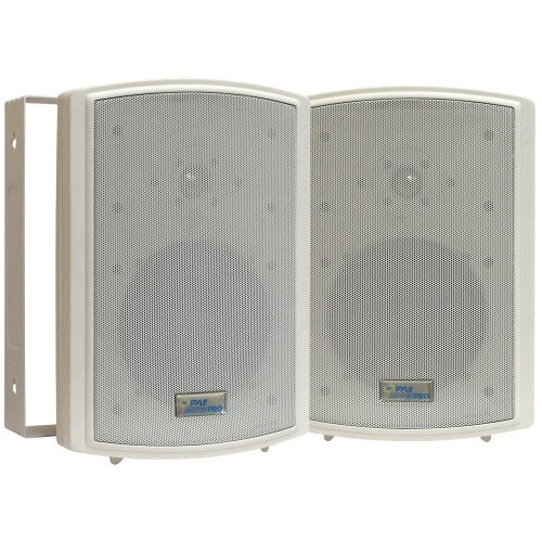 Pyle PDWR63 Dual Waterproof Outdoor Speaker System - 6.5 Inch Pair of Weatherproof Wall or Ceiling Mounted White Speakers w/Heavy Duty Grill, Universal Mount - for Use in The Pool, Patio or Indoor
