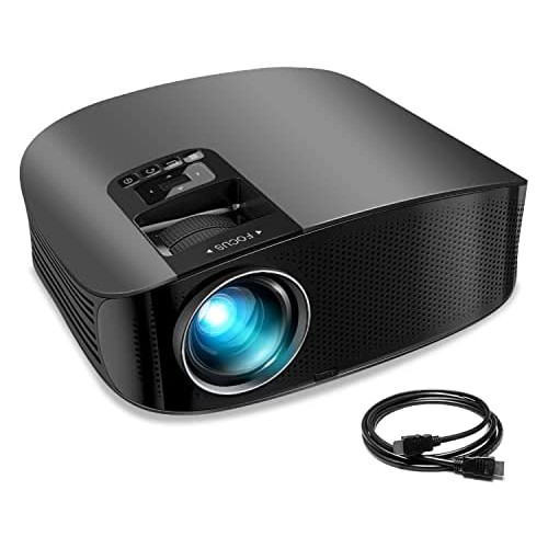 Projector, GooDee 2022 Upgraded Native 1080P Video Projector, 9500L Outdoor Movie Projector, 230 Supported Home Projector, Compatible with Fire TV Stick, PS4, HDMI, VGA, AV and USB, Black (YG600)