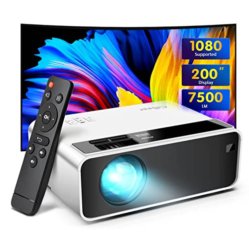 Mini Projector, 2022 Upgraded CiBest iPhone Projector Outdoor Movie Projector 7500L, LED Portable Home Theater Projector 1080P and 200 Supported, Compatible with PS4, PC via HDMI, VGA, AV and USBu2026