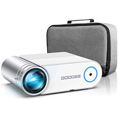 Projector, GooDee 2021 G500 Video Projector 6000L, 1080P and 200 Supported Portable Movie Projector with 50,000 Hrs Lamp Life, Home Theater Projector Compatible with TV Stick, HDMI, Phone (YG420)