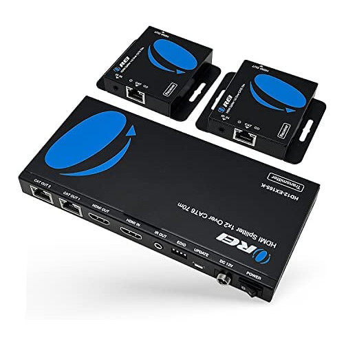 OREI 1x8 HDMI Extender Splitter Multiple Over Single Cable CAT6/7 1080P with IR Remote EDID Management - Up to 165 Ft - Loop Out - Low Latency - Full Support
