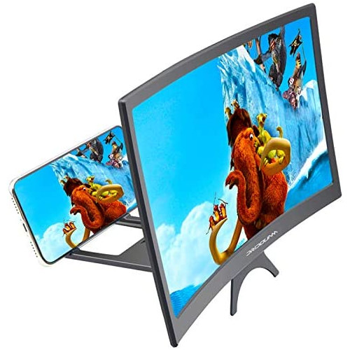 DRIDOUAM 12 HD Curved Phone Screen Magnifier HD Amplifier Projector Magnifing Screen Enlarger for Movies, Videos, and Gaming with Foldable Stand Compatible with All Smartphones