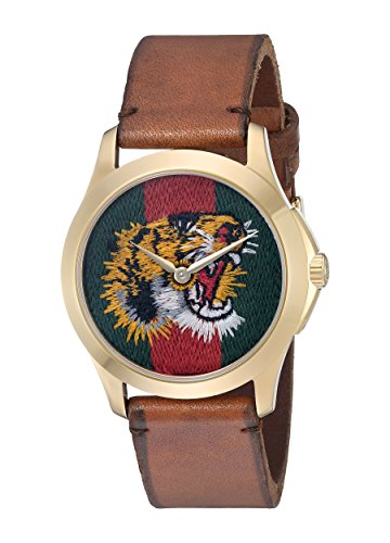 Gucci Quartz Gold and Leather Casual Two-Tone Mens Watch(Model: YA126497)