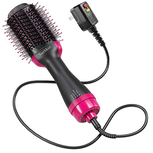 Ceramic Hair Dryer Blowout Brush, SanMoz Professional One-Step Blow Dryer and Volumizer Hot Air Brush, 4-in-1 Ionic Styler and Straightener Cepillo Secador (6.5ft/2m Cord) (Magenta)