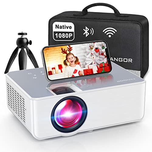 1080P HD Projector, WiFi Projector Bluetooth Projector, FANGOR 230 Portable Movie Projector with Tripod, Home Theater Video Projector Compatible with HDMI, VGA, USB, Laptop, iOS & Android Smartphone