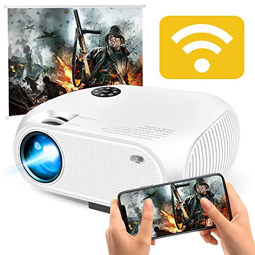 WiFi Wireless Projector 3800 Lumens, DIWUER Portable Mini Video Projectors for Home Outdoor Movies, USB Directly Connect with Smartphones, Support Full HD 1080P, USB, HDMI, VGA, AV, SD