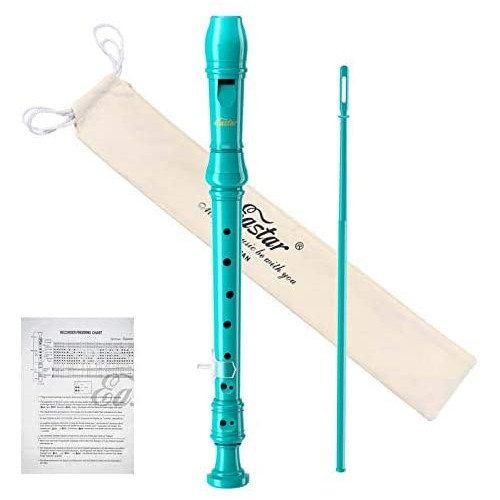 Eastar Soprano Recorder Kids Recorder German Style C Recorder Instrument for Kids with Cleaning Rod,Fingering Chart,Case Bag,Thumb Rest, Soprano Recorder Descant 3 Piece ABS, Pink, ERS-1GP