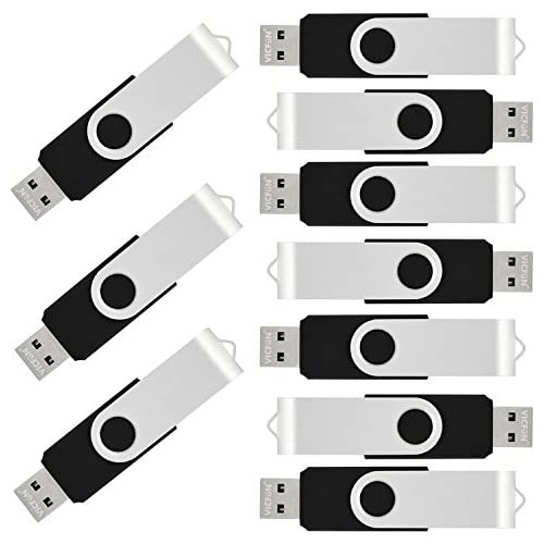 VICFUN 10 Pack 4GB USB Flash Drives 4GB USB Memory Sticks USB 2.0-Black