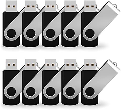 JUANWE 50 Pack 8GB USB Flash Drive USB 2.0 Thumb Drives Jump Drive Fold Storage Memory Stick Swivel Design - Black