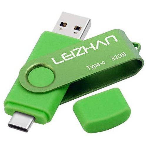 leizhan Type C Flash Drive 64GB USB 3.0 Memory Stick for Samsung Galaxy S10S9 Note 9 S8 S8 Plus XiaoMi 6 Google Pixel XL tipo c Memoria USB Green