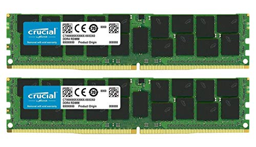 Crucial Bundle with 64GB 2 x 32GB DDR4 PC4-21300 2666MHz RDIMM 2 x CT32G4RFD4266 Dual Ranked Registered ECC Memory