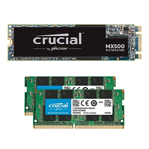 Crucial MX500 500GB M.2 SATA 6Gb SSD CT500MX500SSD4 Bundle with Crucial 16GB (2 x 8GB) DDR4 PC4-21300 2666MHz Memory Kit CT2K8G4SFS8266 Compatible with Laptops and Notebooks