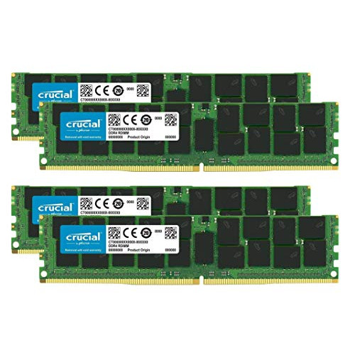 Crucial Bundle with 128GB (4 x 32GB) DDR4 PC4-21300 2666MHz RDIMM (4 x CT32G4RFD4266), Dual Ranked Registered ECC Memory
