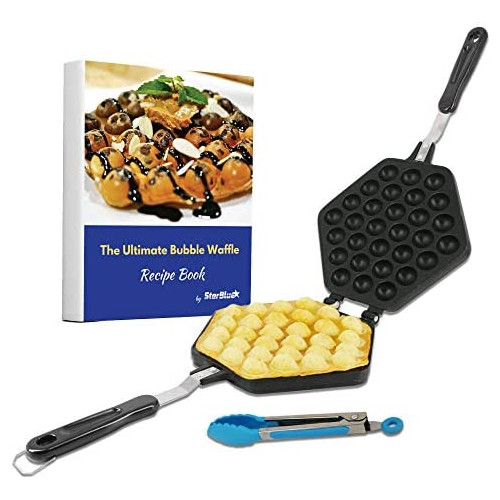 Hong Kong Egg Waffle Maker with BONUS recipe e-book - Make Hong Kong Style Bubble Egg Waffle in 5 minutes AC 120V 60Hz 760W
