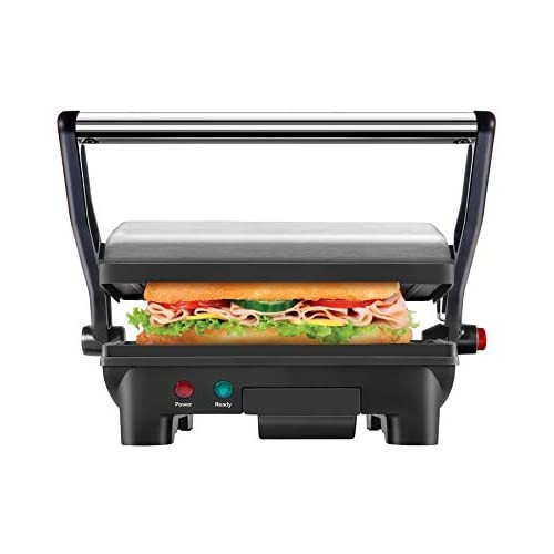 Chefman Panini Press Grill and Gourmet Sandwich Maker Non-Stick Coated Plates, Opens 180 Degrees to Fit Any Type or Size of Food, Stainless Steel Surface and Removable Drip Tray, 4 Slice