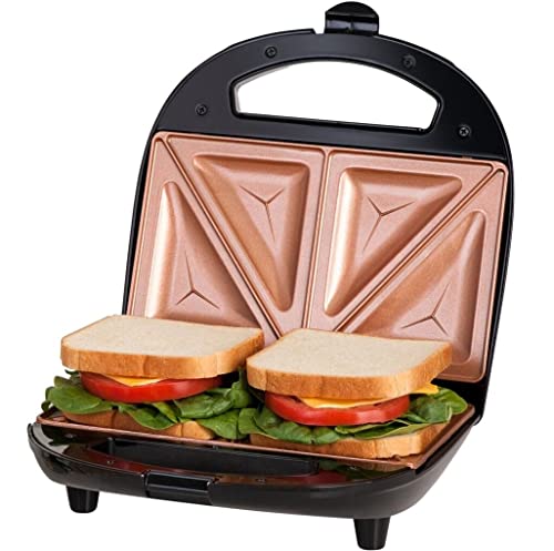Gotham Steel Sandwich Maker, Toaster Panini Press Breakfast Sandwich Maker with Nonstick Surface, Makes 2 Sandwiches in Minutes, with Easy Cut Edges and Indicator Lights, College Dorm Room Essentials