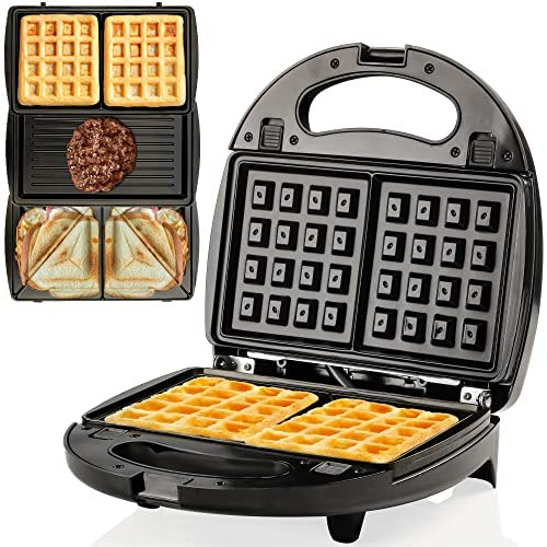 Ovente Electric Sandwich Maker with Non-Stick Plates, 750W Indoor Grill Kitchen or Dorm Essentials Easy to Clean and Storage, Perfect for Breakfast Grilled Cheese Egg Bacon and Steak, Black GPS401B
