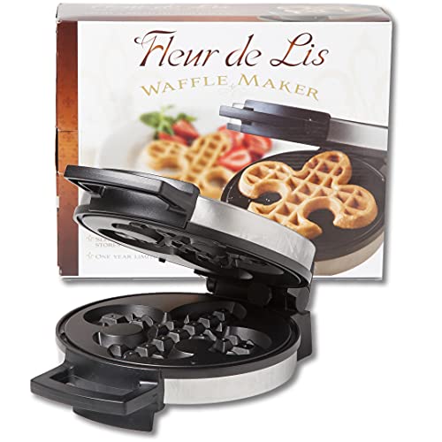 Fleur De Lis Belgian Waffle Maker | High Quality Non-stick Waffle Iron | Works Perfectly for Chaffles, Gluten Free or Paleo Pancake And Waffle Mix