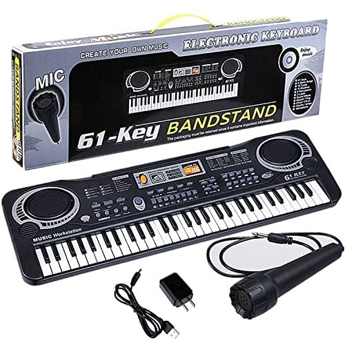 Semart piano keyboard for kids 61 key electric digital music keyboard for beginner portable piano w/LCD display microphone USB cable