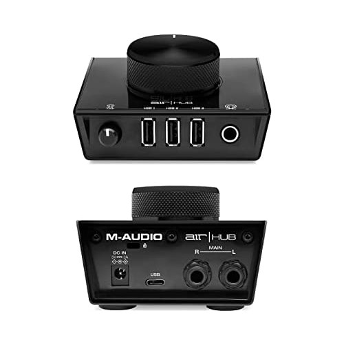 M-Audio AIRHUB - USB Audio Interface with 3-Port Hub and Recording Software from Pro-Tools & Ableton Live Plus Studio-Grade FX & Instruments