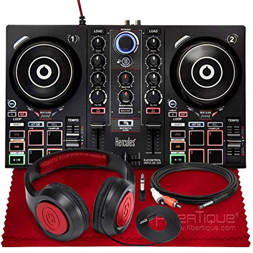 Hercules DJControl Inpulse 200 Compact DJ Controller + Headphone + Basic Accessory Bundle