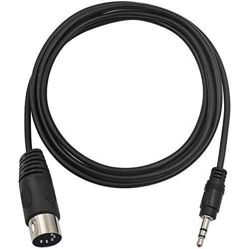 Exuun MIDI Cable, 1.5M/5Ft 5-Pin DIN Plugs Male to 3.5mm 1/8 inch TRS Male Jack Stereo Plug Converter Cable Audio Cable (DIN-3.5mm)