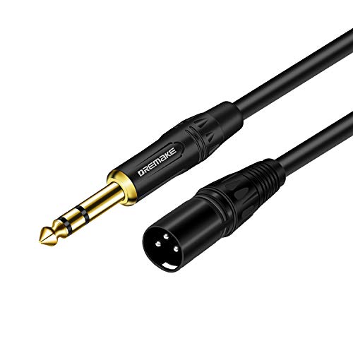 10 FT 6.35 mm 1/4 Inch TRS Male to XLR Male Audio Stereo Mic Cable - Gold Plated Mono 1/4 Inch Male to XLR Male Balanced Cable for Microphones Speakers Stage DJ and More - Black