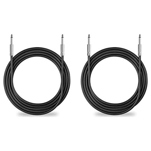 Dekomusic 2Pack 25 ft 1/4 to 1/4 Speaker Cables, True 12AWG Patch Cords, 1/4 Male Inch DJ/PA Audio Speaker Cable 12 Gauge Wire.