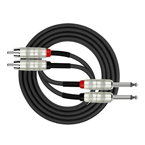 Kirlin Cable AP-403PR-06/BK - 6 Feet - Dual RCA to Dual 1/4-Inch Patch Cable