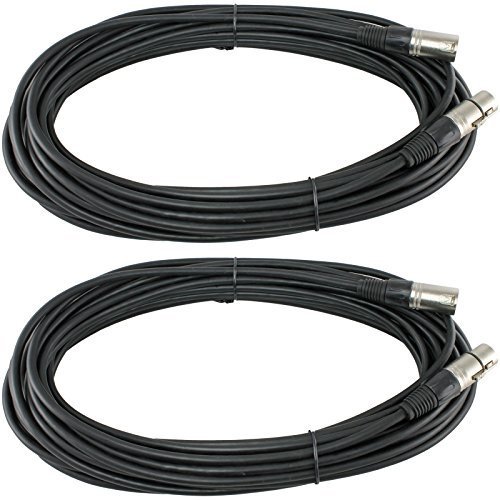 2 Pack 50 Foot FT 3 Pin XLR Mic Microphone Cable Male to Female Balanced & Shielded