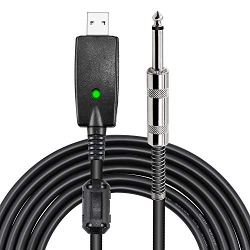 USB Guitar Cable 10ft,Yeung Qee USB Interface Male to 6.35mm 1/4 Mono Male Electric Guitar Cable Audio Cable Connector Cords Adapter for Instruments Recording Singing (USB to 6.35 Cable)