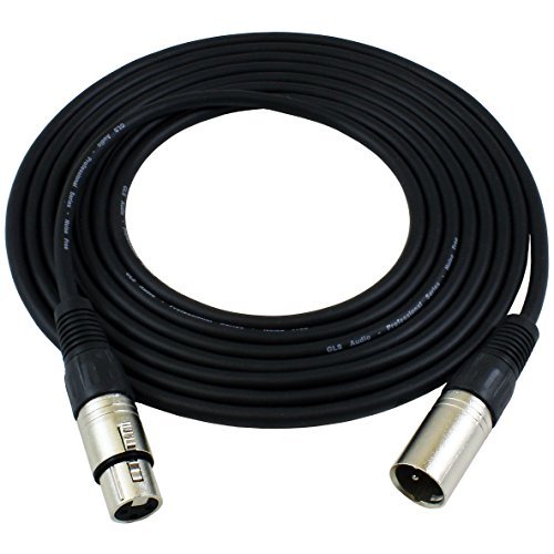 GLS Audio 12ft Mic Cable Patch Cords - XLR Male to XLR Female Black Cables - 12 Balanced Mike Snake Cord - Single