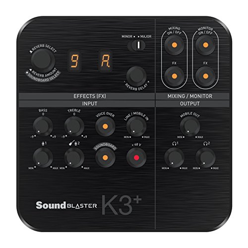 Creative Sound Blaster K3+ USB Powered 2 Channel Digital Mixer AMP/DAC/ Digital Effects XLR Inputs with Phantom Power / TRS / Z Line Inputs